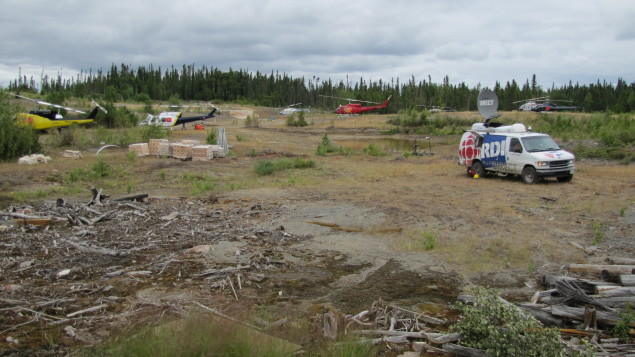 شاحنة البك آب التابعة لراديو كندا في رد ليك في شمال اونتاريو التي اجتاحتها حرائق الغابات عام 2011/Radio-Canada