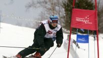FORMER F1 DRIVER JACQUES VILLENEUVE SKIS IN CHARITY EVENT.