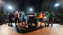 Dancers entertain the crowd on Groundhog Day in Punxsutawney