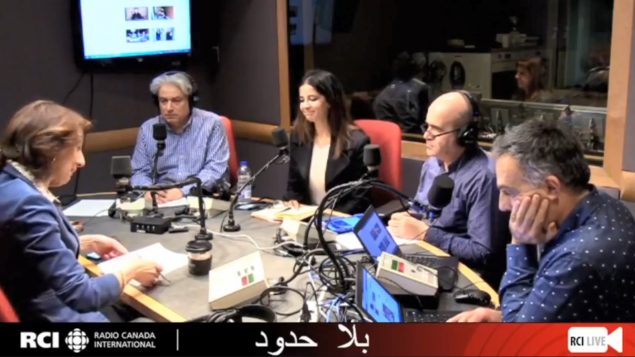 أسرة القسم العربي في برنامج بلا حدود وضيفتنا السيّدة فاتن قيقانون الأخصائيّة في سياسات استقبال اللاّجئين واستقرارهم/RCI