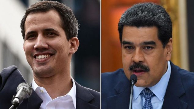 الرئيس الفنزويلي نيكولاس مادورو (إلى اليمين) و الرئيس الفنزويلي بالوكالة - Getty Images/Yuri Cortez and Frederico Parra
