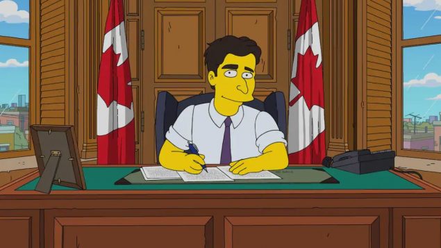 رئيس الحكومة جوستان ترودو كما سيظهر في المسلسل التلفزيوني عائلة سيمبسون/La Presse canadienne / City TV