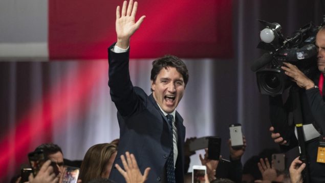 الزعيم الليبرالي جوستان ترودو فاز بحكومة أقليّة في الانتخابات التشريعيّة التي جرت في 21-10-2019/Ivanoh Demers/Radio-Canada