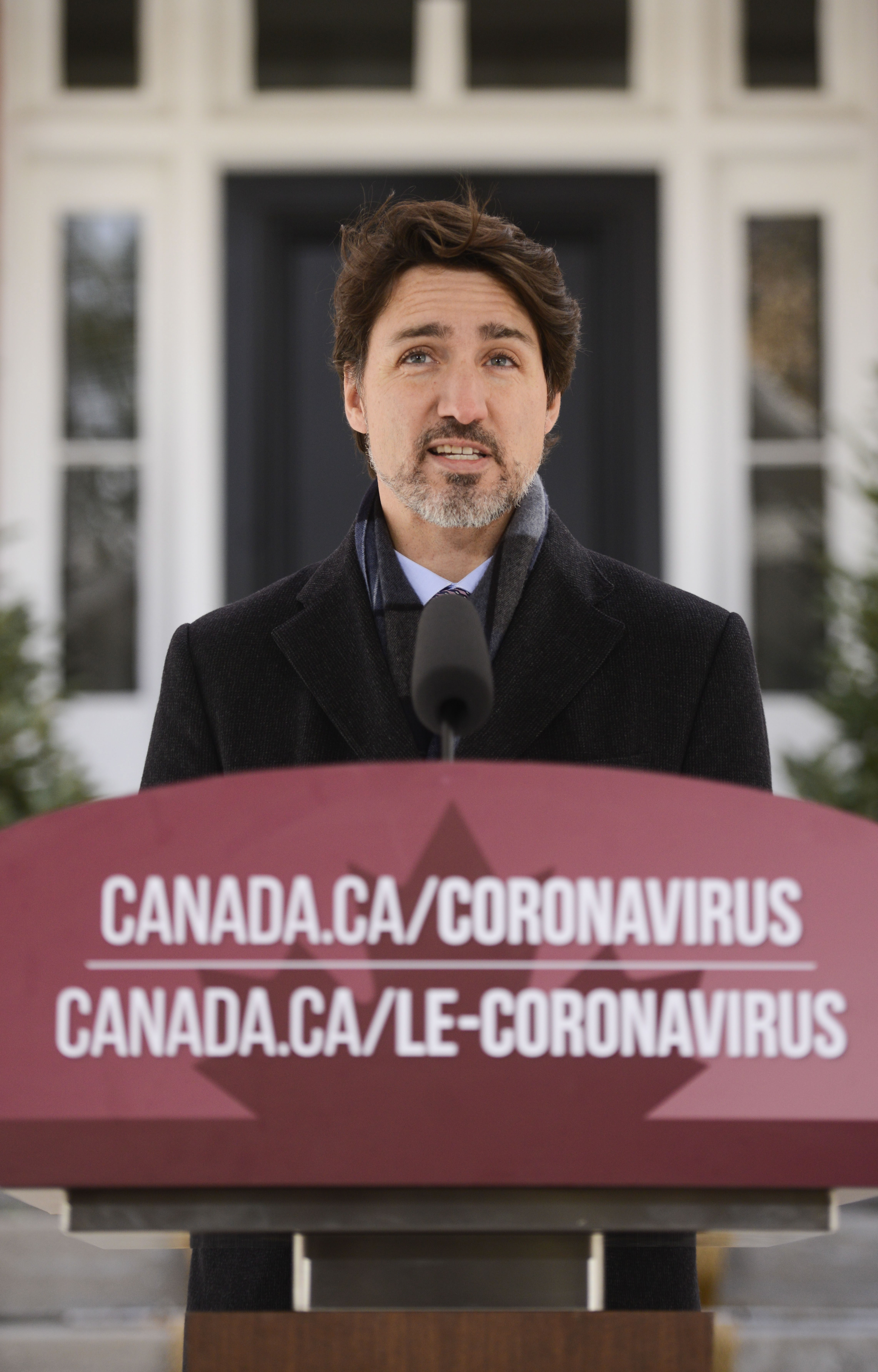 Prime Minister Justin Trudeau addresses Canadians on the COVID-19 pandemic from Rideau Cottage in Ottawa on Thursday, April 16, 2020. THE CANADIAN PRESS/Sean Kilpatrick