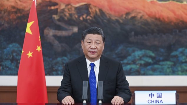 الرئيس الصيني شي جين بينغ في كلمة مسجّلة ألقاها اليوم الاثنين أمام جمعية منظمة الصحة العالمية - ‏Li Xueren / Xinhua via ‎AP