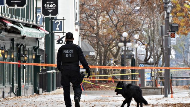 فرقة الكلاب البوليصيّة انتشرت لتعقّب منفّذ الاعتداء بالسيف في مدينة كيبيك في 01-11-2020/ Jacques Boissinot