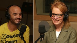 Fares Mekideche, left, with  Montreal radio host Louise Richer