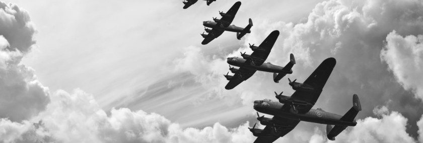 Black and white retro image Battle of Britain WW2 airplanes