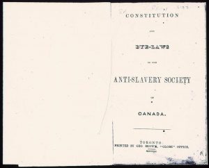 Constitution and Bye-Laws of the Anti-Slavery Society of Canada