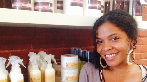 Abisara Machold owns Inhairitance, which specializes in curly hair and promotes natural hairstyles. (Shari Okeke/CBC)