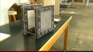 null UNB researchers are testing layers of lightweight armour of plates and mesh to prevent penetration into a spacecraft © CBC