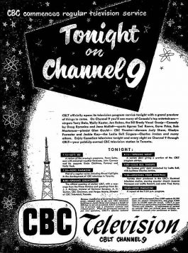 CBC first broadcast ad 52-09-08