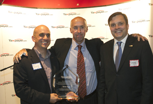 Pictured, left to right, Troy Lanigan, President of the Canadian Taxpayers Federation (CTF), Kevin Page, Gregory Thomas, Federal Director CTF (Photo Canadian Taxpayers Federation)