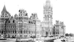 The Centre Block of Parliament on Barraks Hill- now Parliament Hill, as it appeared prior to the fire of 1916 (photo:D.A. McLaughlin- Library and Archives canada) 