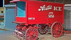 This ice wagon was used to collect ice from the river and deliver to Saskatoon homes and businesses. The company was sold in 1966, but continued to 1972. Acquired in 1955