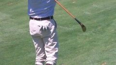 Looking quite dapper in saddle shoes, plus fours and cap, GHSC member Jeff Pineo displays good form in Sarnia Ontario in July 2012 (GHSC) CLICK to ENLARGE