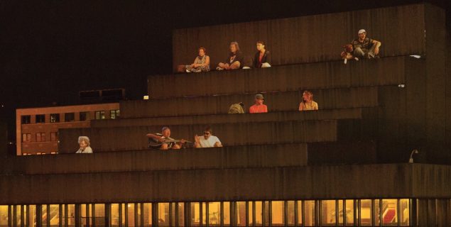 Krzysztof Wodiczko's 'Homeless Projection: Place des Arts, 2014" (Photo: Courtesy artist/Biennale de Montréal)