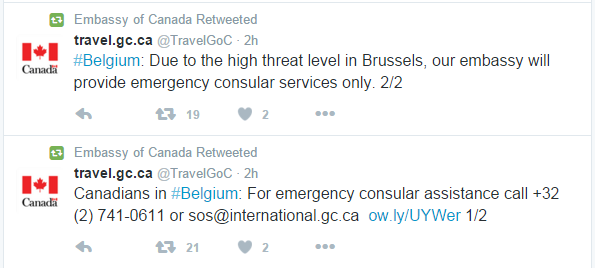 Brussels embassy tweets