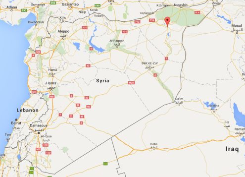 A Canadian man has been killed in north-eastern Syria near the city of Hasakah, marked by the red pin