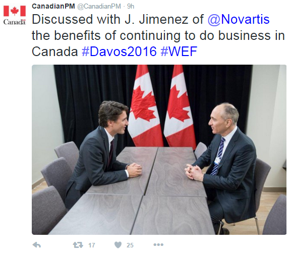 Trudeau Novartis CEO