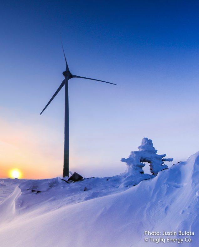 The wind turbine at Raglan mine in northern Quebec. (Justin Bulota / Tugliq Energy Co.)