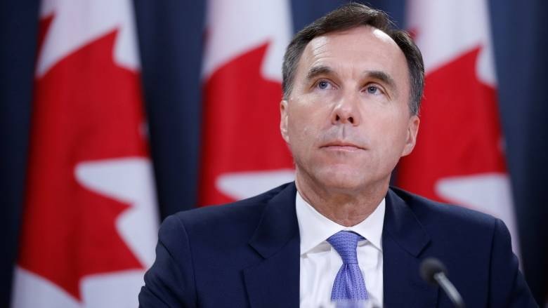 Canada's finance minister Bill Morneau at a press conference.