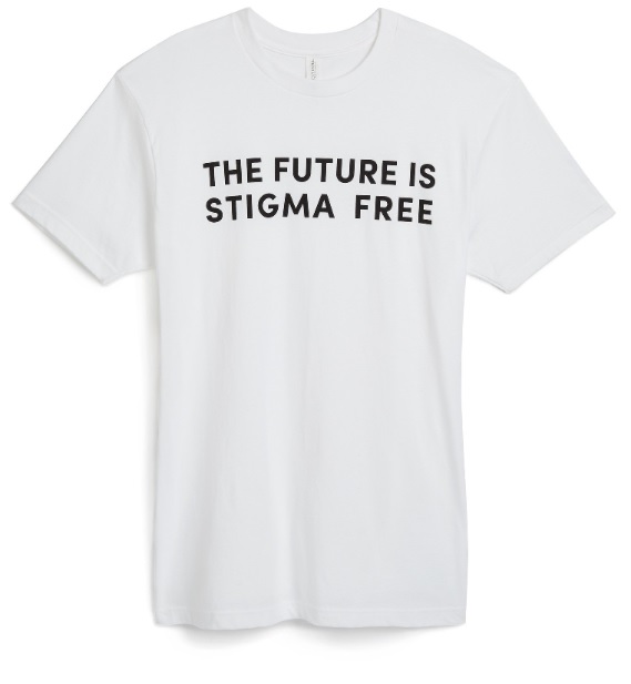 T-shirt reads THE FUTURE IS STIGMA FREE.