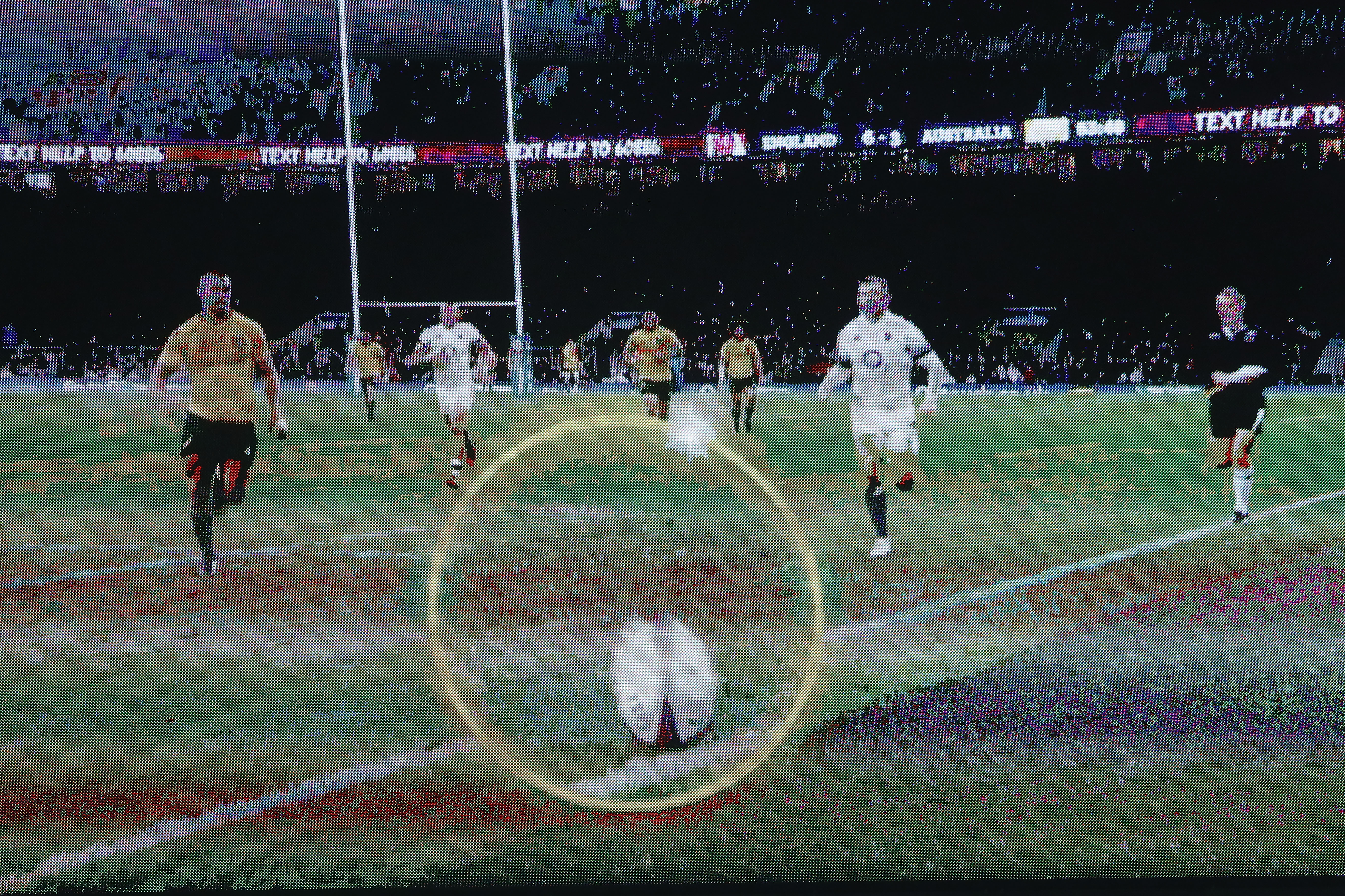 LONDON, ENGLAND - NOVEMBER 18: A photograph of the big screen showing a replay during the Old Mutual Wealth Series match between England and Australia at Twickenham Stadium on November 18, 2017 in London, England. (Photo by Michael Steele/Getty Images)
