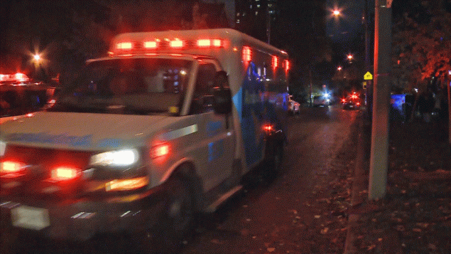Ambulance transports victims of stabbing attack on Halloween night in Toronto