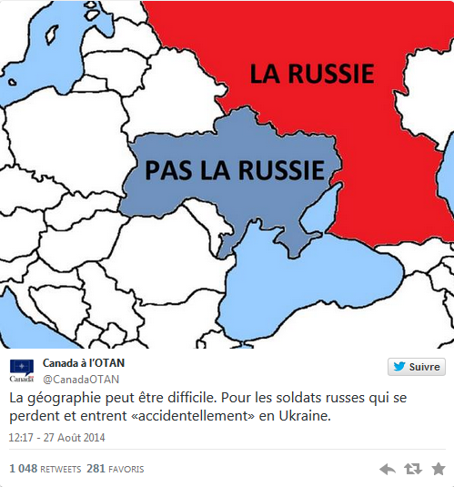 "La geografía puede ser difícil. Para los soldados rusos que se pierden y entran accidentalmente en Ukrania". Foto: Tuiter