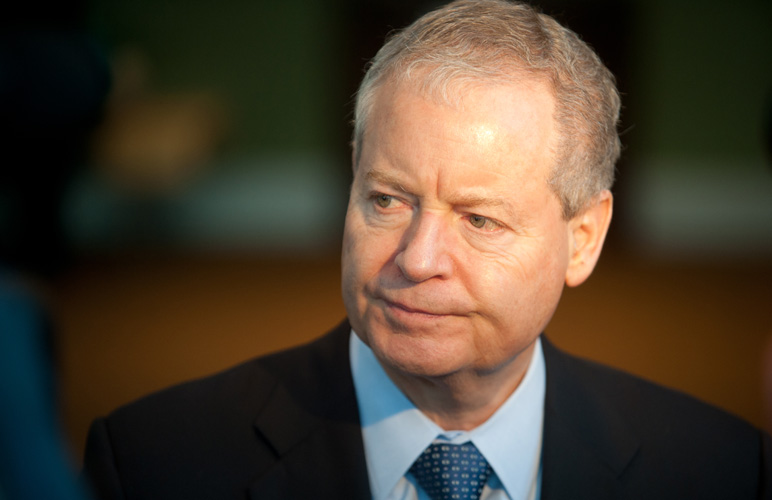 ConocoPhillips CEO Jim Mulva speaks to reporters about Thursday's announcement. Photo: Stephen Nowers