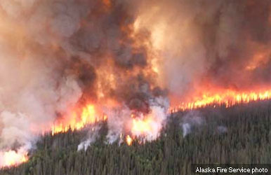 A wildfire burns hot in Interior Alaska Alaska Fire Service photo 