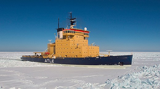 Swedish icebreaker the Atle. In 40 years’ time the Arctic is expected to be ice free, opening up the region for oil and gas drilling as well as new transport routes. Photo: Courtesy of The Swedish Maratime Administration.