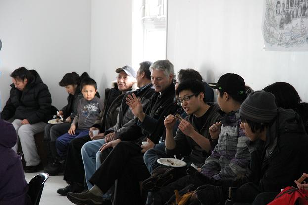 Gathering in Deline, Northwest Territories. Sustainable communities will be one of Canada's priorities during it's Arctic Council chairmanship. Photo: Eilís Quinn. 