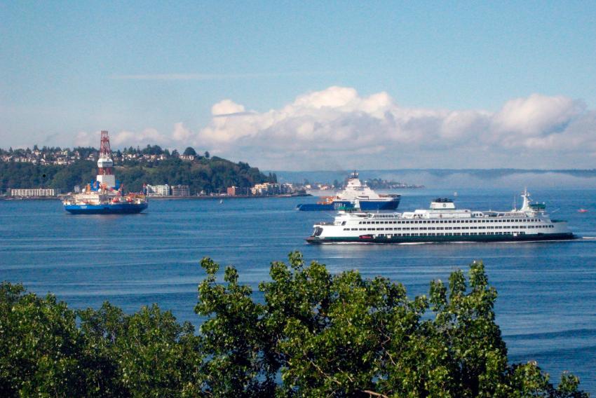 Ships bringing oil drilling equipment to Alaska in this June 27, 2012 file photo. Photo: Donna Gordon Blankinship, AP Photo.  