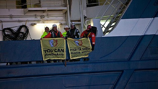 Greenpeace activists on board the icebreaker Nordica. Photo:Greenpeace