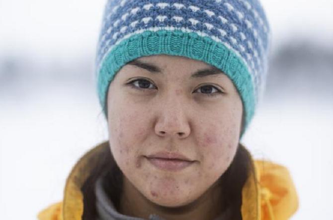 Kiera-Dawn Kolson, an outreach campaigner for Greenpeace Canada, during North Pole Expedition training in Norway. (Christian Åslund / Greenpeace)