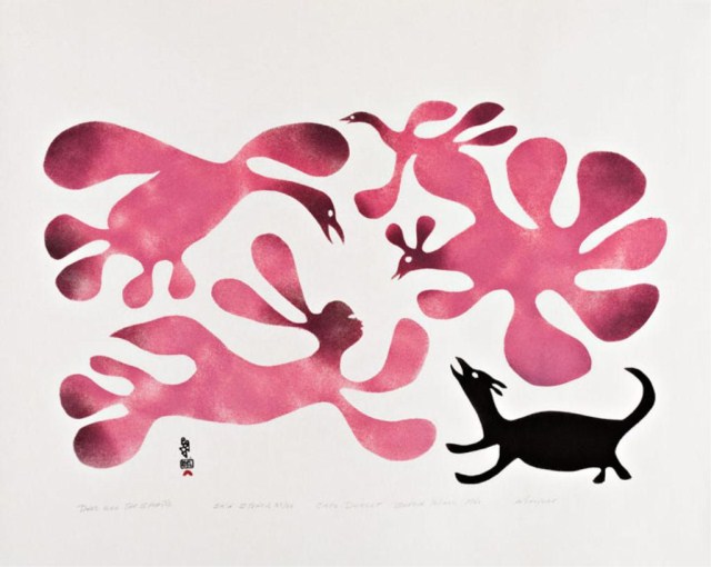 Dog Sees the Spirits, 1960. Artist: Kenojuak Ashevak. Printmaker: Kananginak Pootoogook. Est. $5,000-$7,000. Photo courtesy of Walker's Fine Art & Estate Auctioneers.