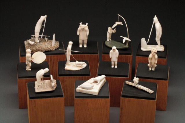 The Norman Hallendy Collection of Inuit Miniatures. The collection was assembled during Hallendy's travels in the central Canadian Arctic between 1968 and 1971. Photo courtesy of Walker's Fine Art & Estate Auctioneers.