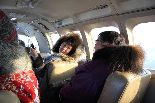 Finally on Wednesday evening, a new plane and crew came up to Ulukhaktok to get us and bring us to Inuvik. Finally! Photo: Eilís Quinn