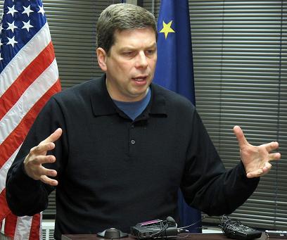 U.S. Sen. Mark Begich, D-Alaska, speaks to reporters during a news conference in Anchorage, Alaska, on Thursday, Dec. 22, 2011. AP Photo/Mark Thiessen