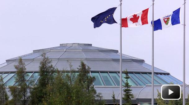 Canada's Prime Minister Stephen Harper made the devolution announcement in Yellowknife on Monday.  (Adrian Wyld/The Canadian Press)