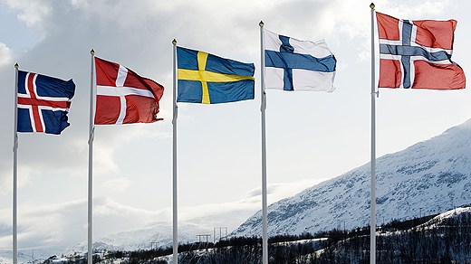 The flags of the Nordic nations, Photo: Henrik Montgomery/Scanpix. Radio Sweden.