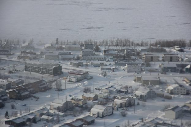 Areal view of downtown Norman Wells, Northwest Territories. Photo: Eilís Quinn, Radio Canada International. 