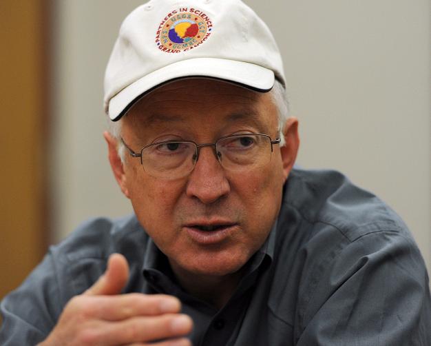 U.S. Interior Secretary Ken Salazar comments on the proposed management plan for the National Petroleum Reserve-Alaska following a visit to the North Slope Monday, Aug. 13, 2012 in Anchorage, Alaska. (AP Photo/The Anchorage Daily News, Erik Hill)