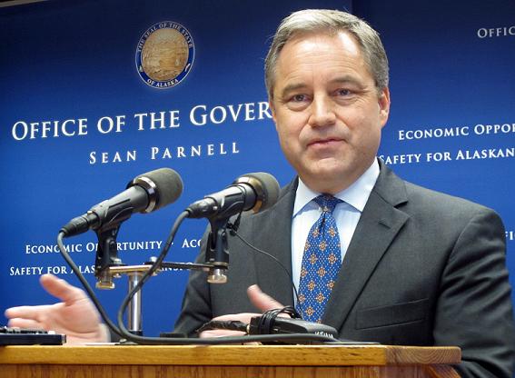 Gov. Sean Parnell addresses reporters during a news conference on Wednesday, Feb. 6, 2013, in Juneau, Alaska. AP Photo/Becky Bohrer 