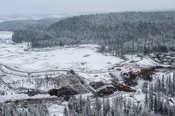 Dam-building work is underway on the south side of the Talvivaara mine area. Image: Talvivaara  