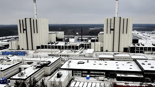 Forsmark nuclear power station, north of Stockholm. Sweden has ten nuclear reactors and imports uranium fuel. The country's only uranium mine was closed in 1969 after four years in operation. Foto: tomas Oneborg/Scanpix.