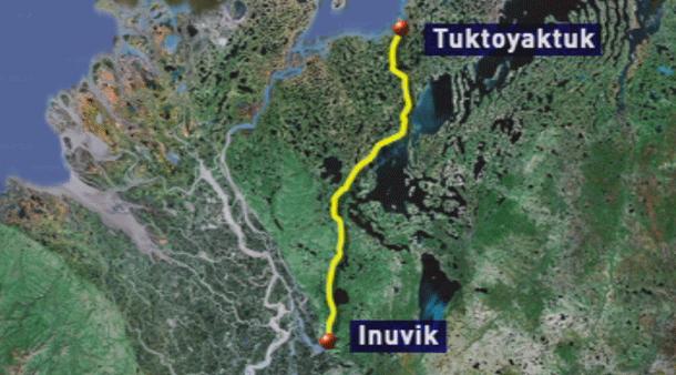 The all-weather road will stretch 140 kilometres from Inuvik to Tuktoyaktuk, N.W.T. (CBC)