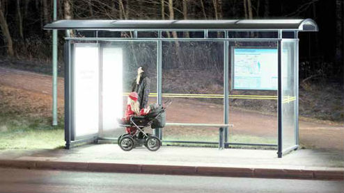 Over 20 Umeå bus stops will look like this. Photo: Umeå Energi. Radio Sweden. 
